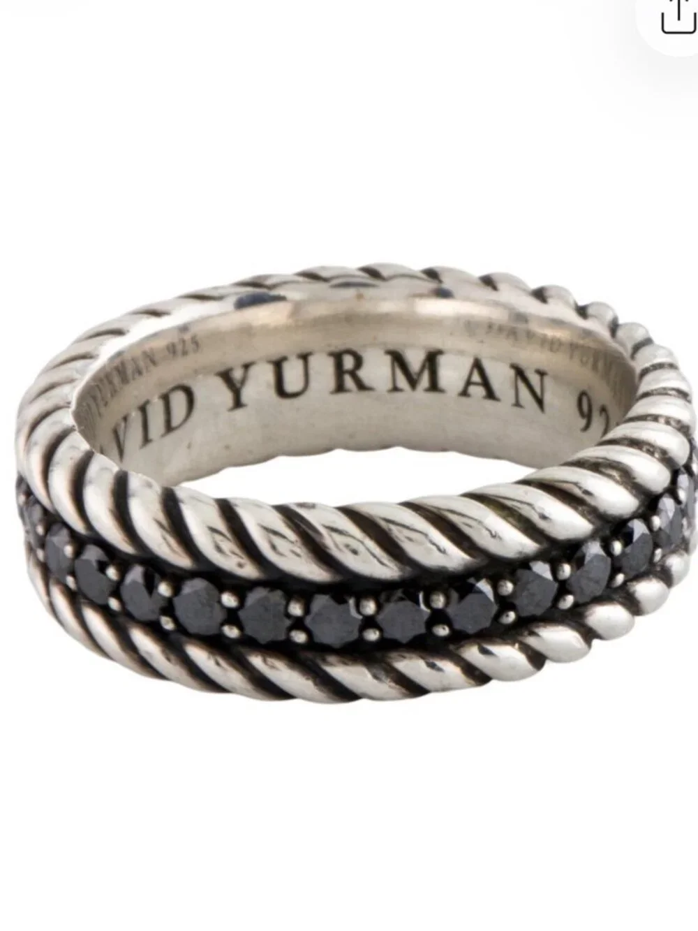 DAVID YURMAN STERLING SILVER 925 DIAMOND CABLE ETERNITY BAND RING